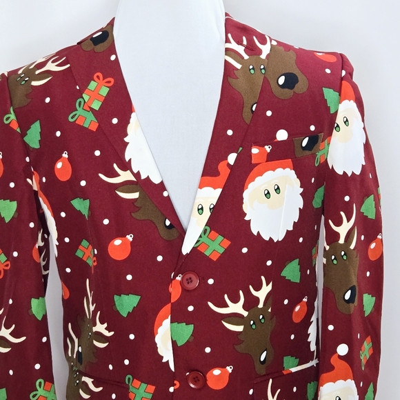 Opposuits Chistmas Christmas Santa Reindeer Suit Jacket Boys Size 12-14Y - Picture 2 of 8